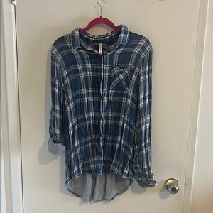 Blue and White Plaid Shirt